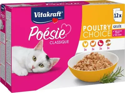 Vitakraft Poésie Classique multipack gevogelte in gelei 12 x 85g