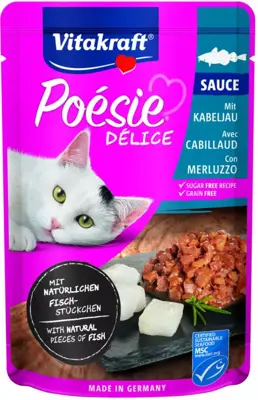 Vitakraft Poésie DéliSauce kabeljauw 85 gram