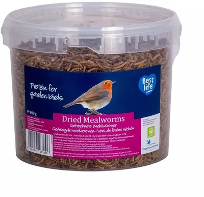 Vogebescherming Nederland Gedroogde meelwormen emmer 900g 5l