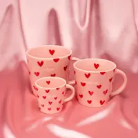 Vondels cappuccinokop keramiek amore hearts 9x9.5cm pink  - afbeelding 2