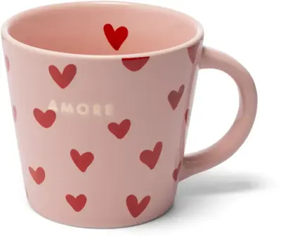 Vondels cappuccinokop keramiek amore hearts 9x9.5cm pink  - afbeelding 1