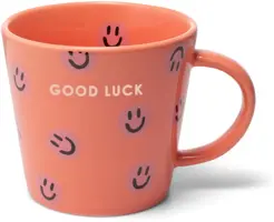 Vondels cappuccinokop keramiek good luck smileys 9x9.5cm coral  - afbeelding 1