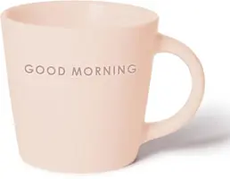 Vondels cappuccinokop keramiek good morning 9x9.5cm ecru  - afbeelding 1