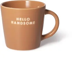 Vondels cappuccinokop keramiek hello handsome 9x9.5cm terra  - afbeelding 1