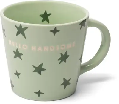 Vondels cappuccinokop keramiek hello handsome stars 9x9.5cm green  - afbeelding 1
