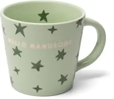 Vondels cappuccinokop keramiek hello handsome stars 9x9.5cm green  - afbeelding 1