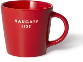 Vondels cappuccinokop keramiek naughty list 9x9.5cm red  - afbeelding 1