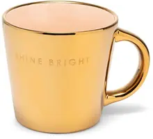 Vondels cappuccinokop keramiek shine bright 9x9.5cm gold, ecru  - afbeelding 1