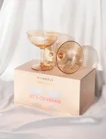 Vondels champagne glas glas ripple 11.5x10cm luster amber 2 stuks - afbeelding 3