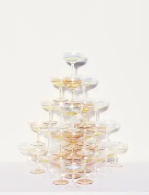 Vondels champagne glas glas ripple 11.5x10cm luster amber 2 stuks - afbeelding 4