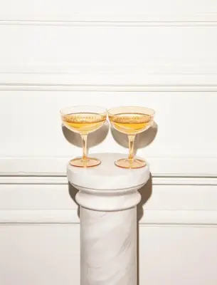 Vondels champagne glas glas ripple 11.5x10cm luster amber 2 stuks - afbeelding 5