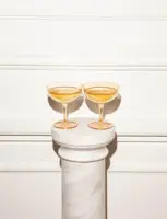 Vondels champagne glas glas ripple 11.5x10cm luster amber 2 stuks - afbeelding 5