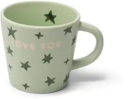 Vondels espressokop keramiek love you stars 5.5x7.5cm light green  - afbeelding 1