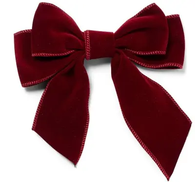 Vondels fluwelen kerstbal strik 20cm burgundy 2 stuks - afbeelding 1