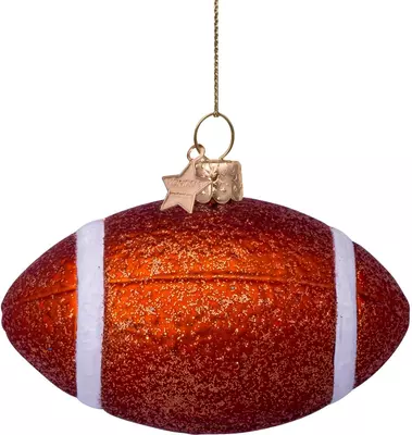 Vondels glazen kerstbal american football 6.5cm bruin  - afbeelding 4