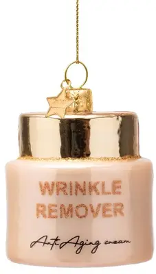Vondels glazen kerstbal anti-aging crème 'wrinkle remover' 6.5cm roze - afbeelding 1