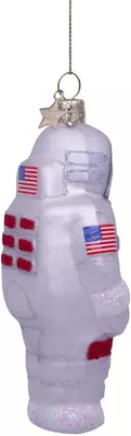 Vondels glazen kerstbal astronaut 12cm wit  - afbeelding 2