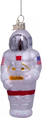 Vondels glazen kerstbal astronaut 12cm wit  - afbeelding 1
