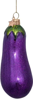 Vondels glazen kerstbal aubergine 13cm paars - afbeelding 1