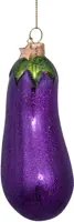 Vondels glazen kerstbal aubergine 13cm paars - afbeelding 1