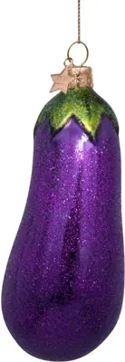 Vondels glazen kerstbal aubergine 13cm paars - afbeelding 2