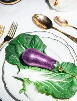Vondels glazen kerstbal aubergine 13cm paars - afbeelding 5