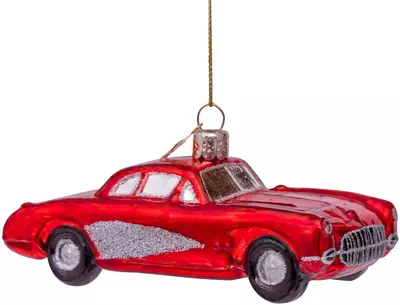 Vondels glazen kerstbal auto 4cm rood  - afbeelding 1