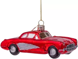 Vondels glazen kerstbal auto 4cm rood  kopen?