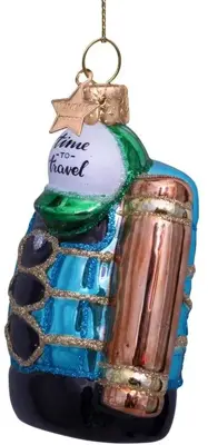 Vondels glazen kerstbal backpack 'time to travel' 6.5cm blauw - afbeelding 1