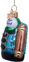Vondels glazen kerstbal backpack 'time to travel' 6.5cm blauw - afbeelding 1