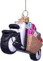 Vondels glazen kerstbal bakfiets met cadeautjes 11cm multi - afbeelding 3