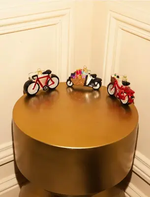 Vondels glazen kerstbal bakfiets met cadeautjes 11cm multi - afbeelding 8