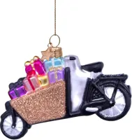 Vondels glazen kerstbal bakfiets met cadeautjes 11cm multi - afbeelding 6