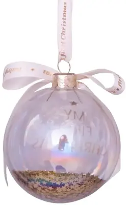 Vondels glazen kerstbal bal 'my first christmas' 9cm transparant, goud - afbeelding 6