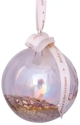 Vondels glazen kerstbal bal 'my first christmas' 9cm transparant, goud - afbeelding 5