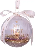Vondels glazen kerstbal bal 'my first christmas' 9cm transparant, goud - afbeelding 4
