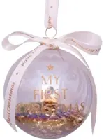 Vondels glazen kerstbal bal 'my first christmas' 9cm transparant, goud - afbeelding 3