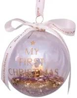 Vondels glazen kerstbal bal 'my first christmas' 9cm transparant, goud - afbeelding 2