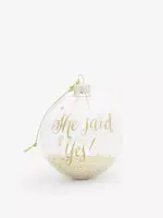 Vondels glazen kerstbal bal 'she said yes' 8cm goud, transparant - afbeelding 1