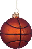 Vondels glazen kerstbal basketbal 9cm bruin  - afbeelding 2
