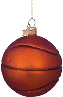 Vondels glazen kerstbal basketbal 9cm bruin  - afbeelding 4