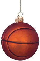 Vondels glazen kerstbal basketbal 9cm bruin  - afbeelding 1