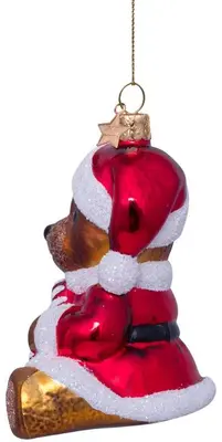 Vondels glazen kerstbal beer in kerstpak 9.5cm multi  - afbeelding 4