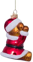 Vondels glazen kerstbal beer in kerstpak 9.5cm multi  - afbeelding 2