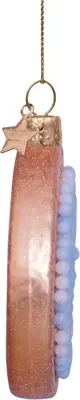 Vondels glazen kerstbal beschuit met muisjes 8.5cm blauw, wit - afbeelding 4