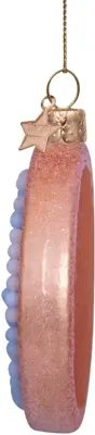 Vondels glazen kerstbal beschuit met muisjes 8.5cm blauw, wit - afbeelding 2