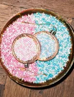Vondels glazen kerstbal beschuit met muisjes 8.5cm roze, wit - afbeelding 6