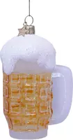 Vondels glazen kerstbal bier 11cm geel  - afbeelding 1