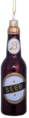 Vondels glazen kerstbal bierflesje 12.5cm bruin - afbeelding 1