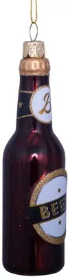 Vondels glazen kerstbal bierflesje 12.5cm bruin - afbeelding 3